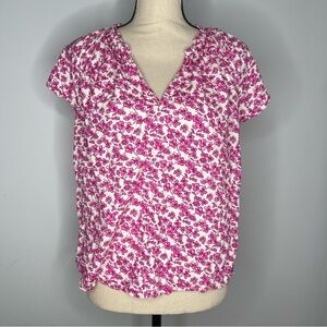 Gap Short Sleeve Floral Blouse Size Large